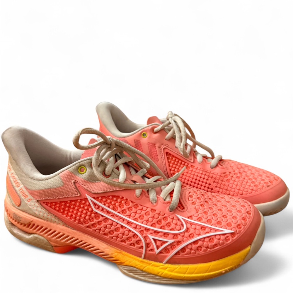 Mizuno Women's Wave Exceed Tour 5 AC Tennis Shoes in Candy Coral/White